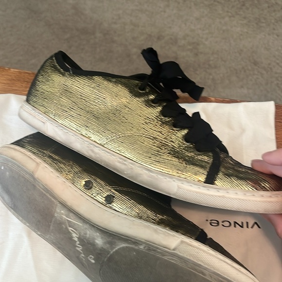 Lanvin Gold Sneakers with Silk Laces – Gently Used - Picture 5 of 10